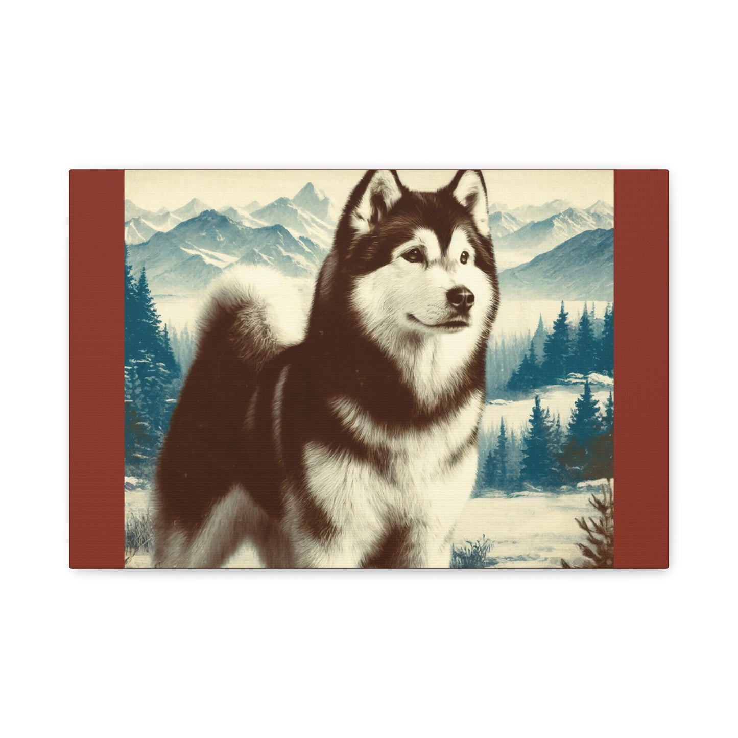Alaskan Husky Animal Wall Art - Burnt Umber Canvas