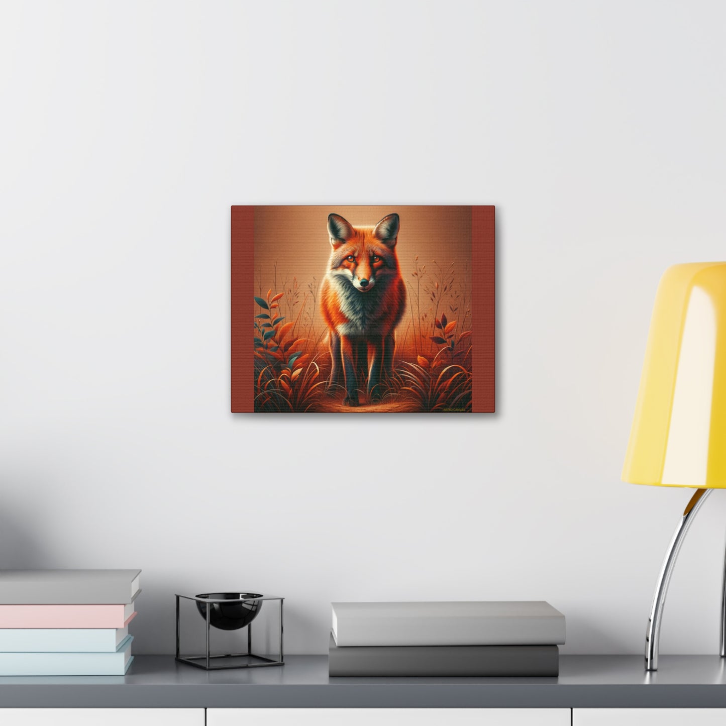 Fox Vibrant Animal Wall Art - Burnt Umber Canvas