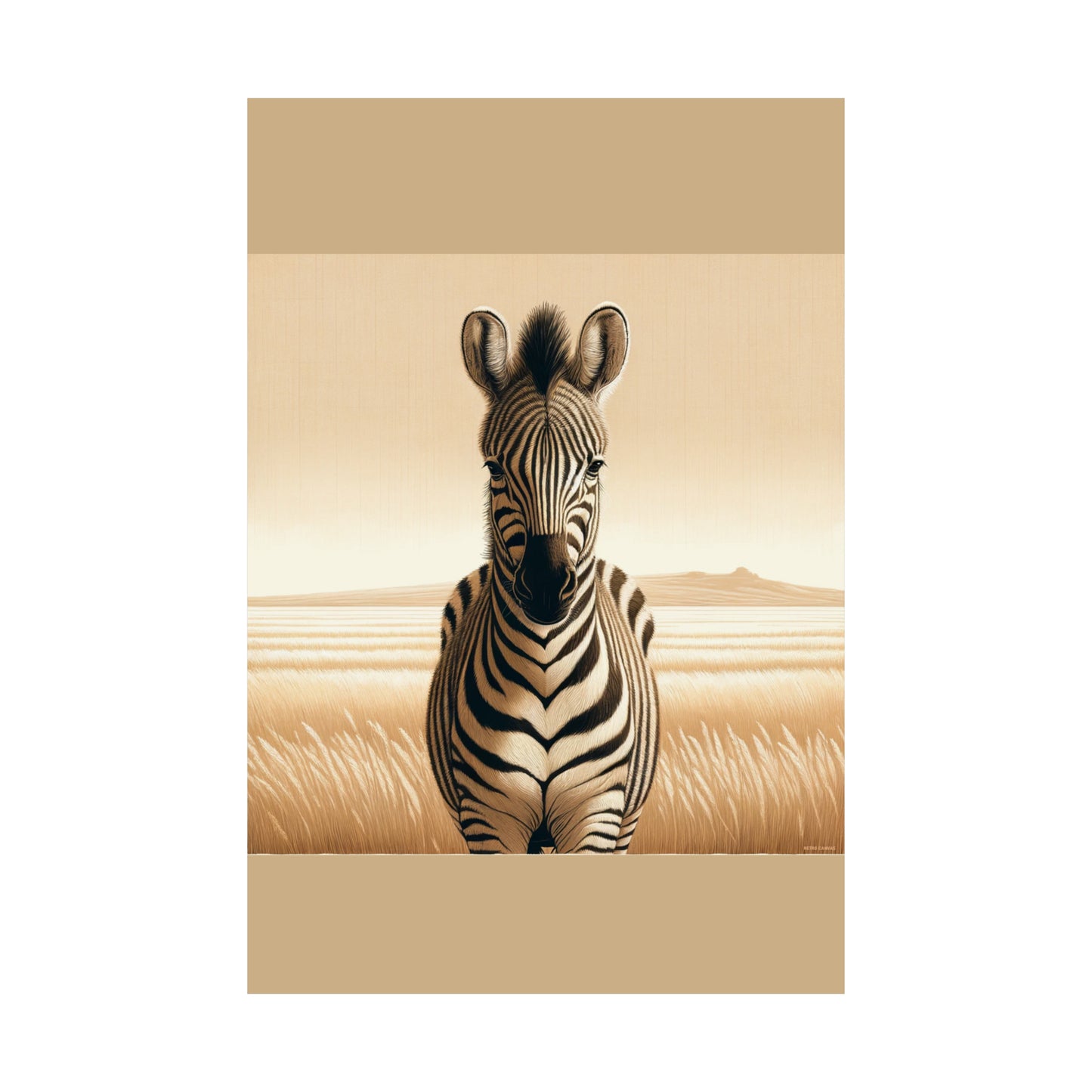 Vintage Zebra |Tan Matte Vertical Poster