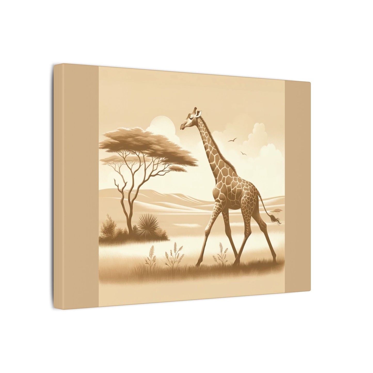 Girafe vintage - Toile de jute beige