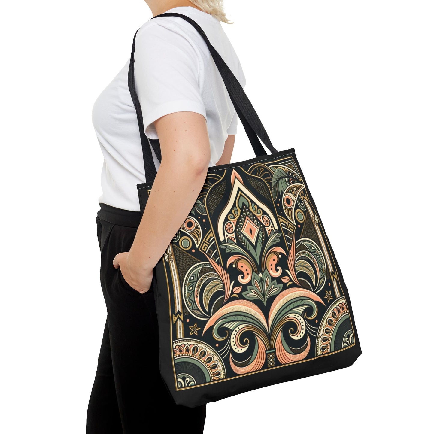 Art Deco Black Palm Surprise Tote Bag