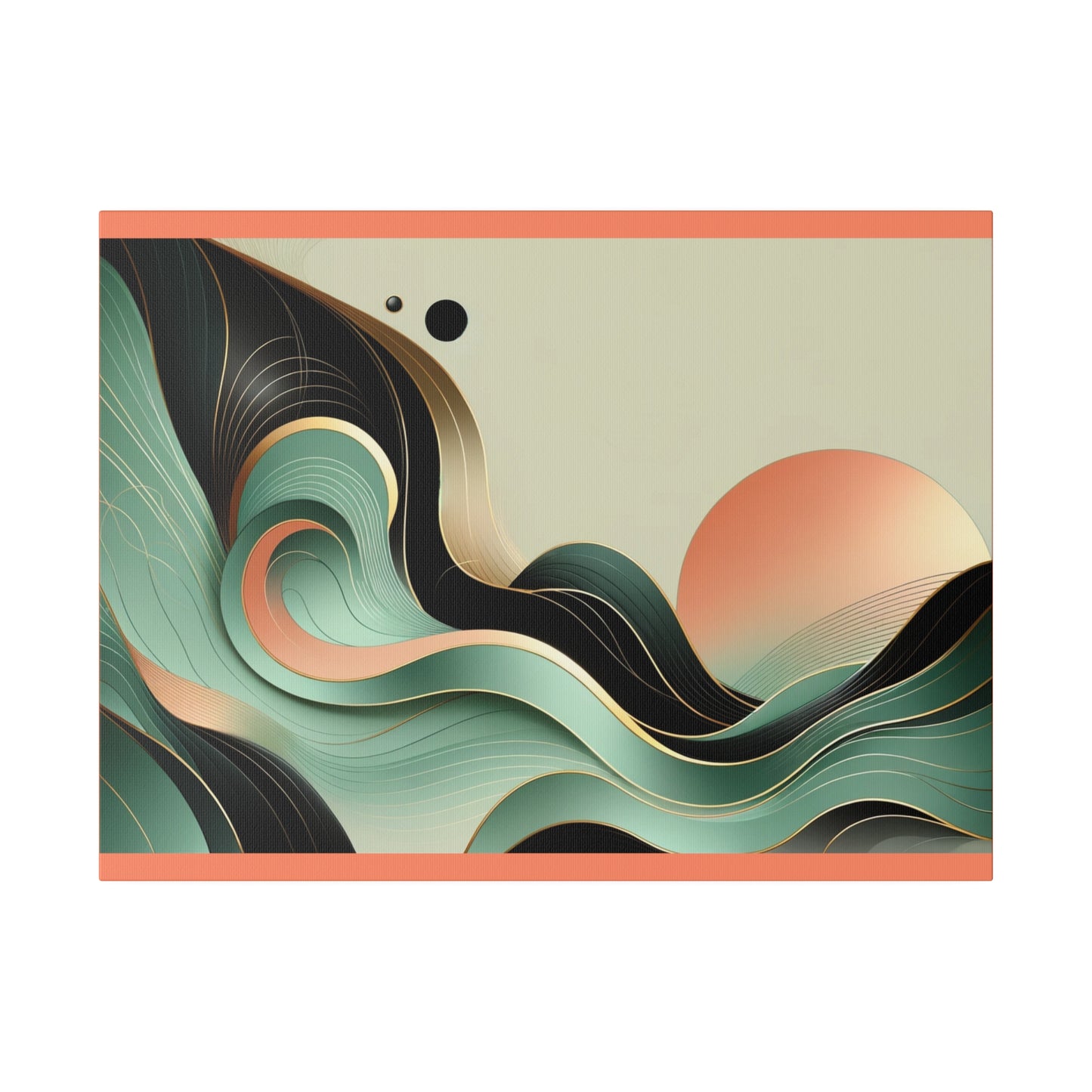 Sunrise Ocean Abstract Wall Art for Bedroom Home Decor for Office |Salmon Matte Canvas