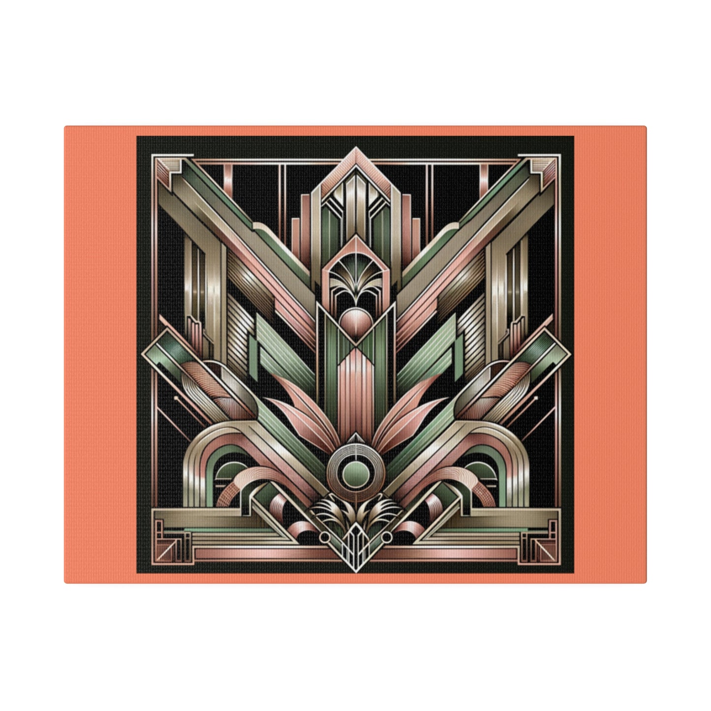 Miami Retro Art Deco Wall Art for Office Home Decor for Bedroom |Salmon Matte Canvas