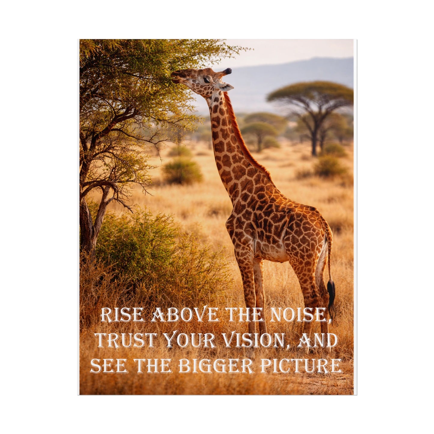 Giraffe Inspirational Poster – "Rise Above the Noise" Motivational Wall Art