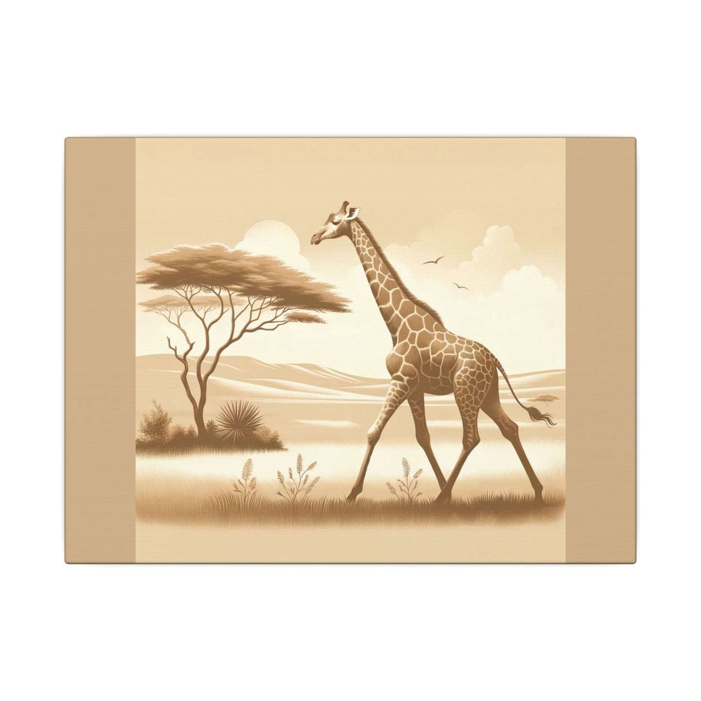 Girafe vintage - Toile de jute beige