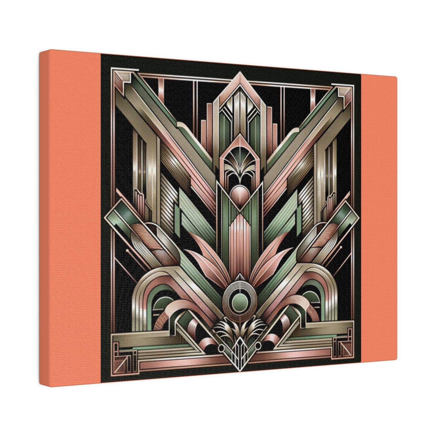 Miami Retro Art Deco Wall Art for Office Home Decor for Bedroom |Salmon Matte Canvas