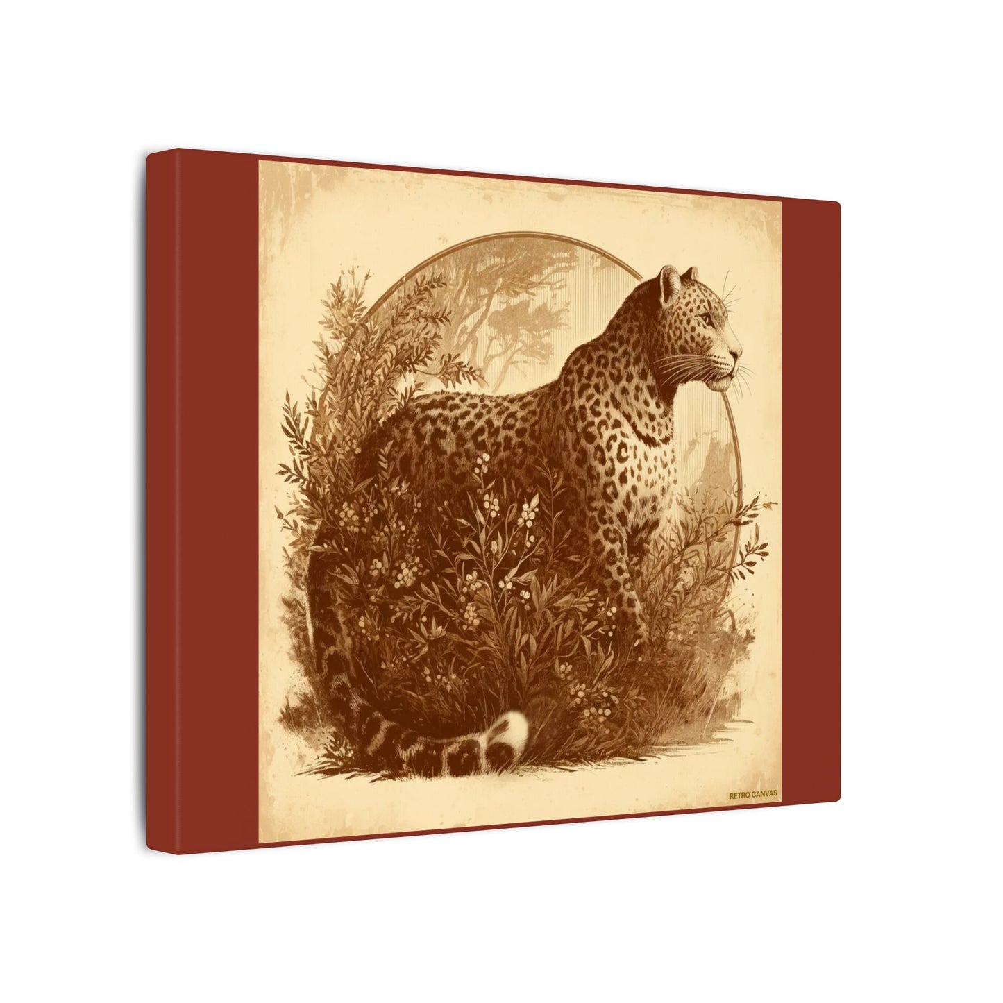 Leopard Animal Wall Art - Burnt Umber Canvas