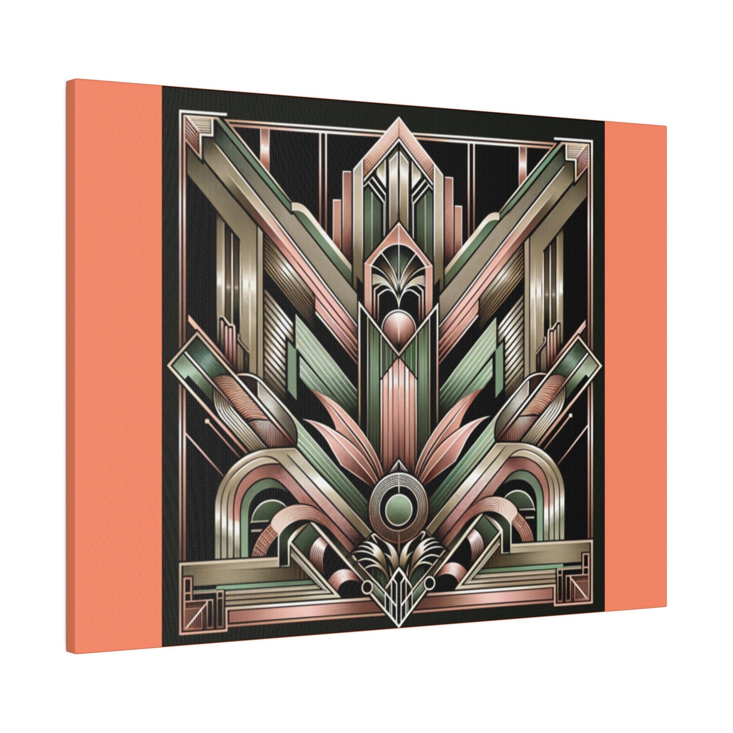 Miami Retro Art Deco Wall Art for Office Home Decor for Bedroom |Salmon Matte Canvas