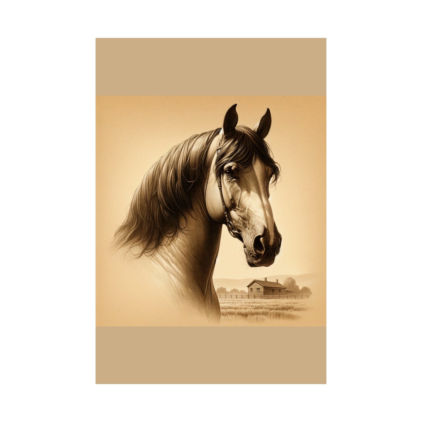 Horse Animal Wall Art for Nursery - Tan Matte Poster