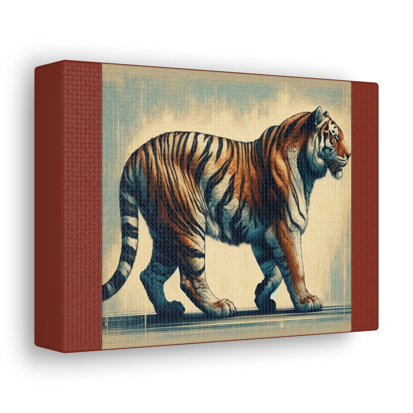 Tiger Safari Animal Wall Art - Burnt Umber Canvas