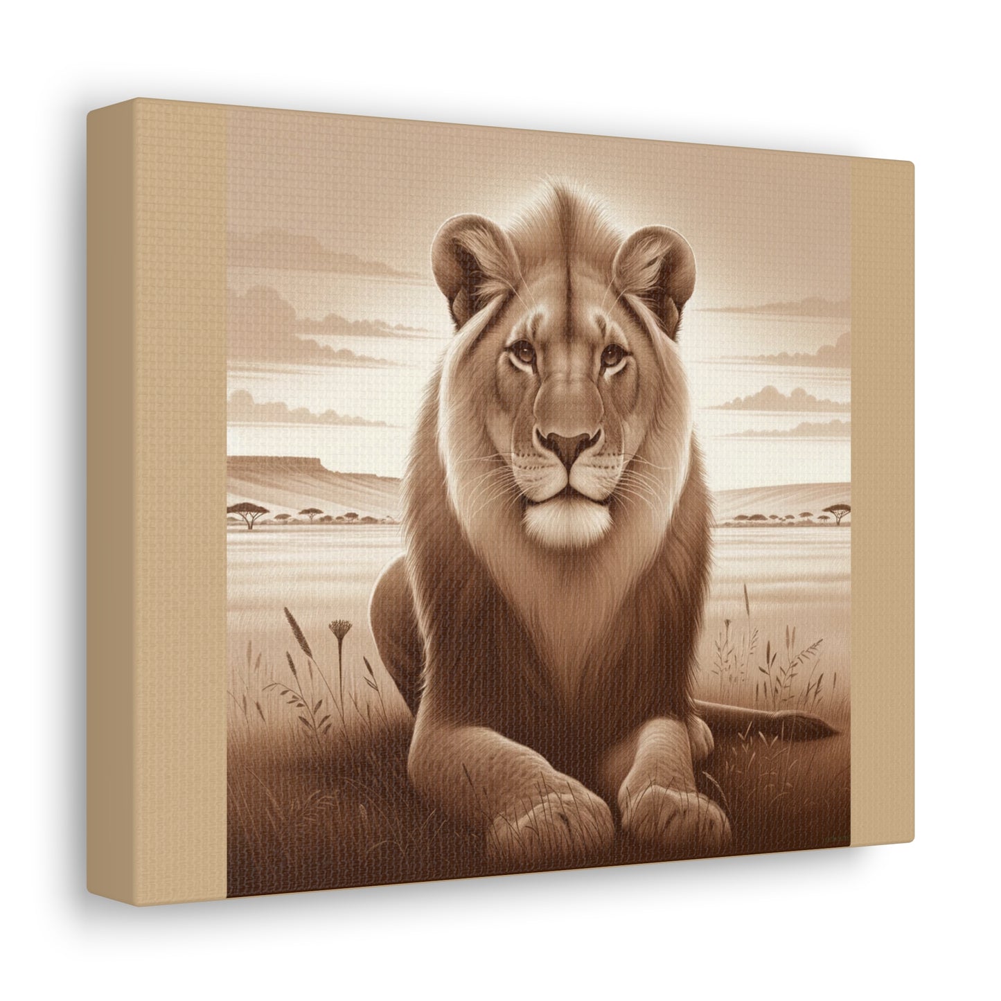 Lion Majestic Vintage - Toile de jute beige