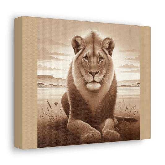 Vintage Majestic Lion - Tan Canvas Wrap