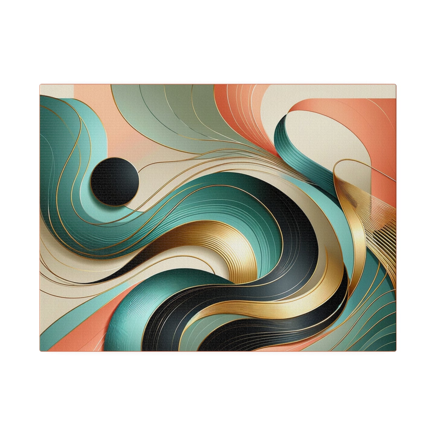 Swirl Green Gold Abstract Wall Art for Living Room Home Décor for Office Retro Themed Art on Canvas