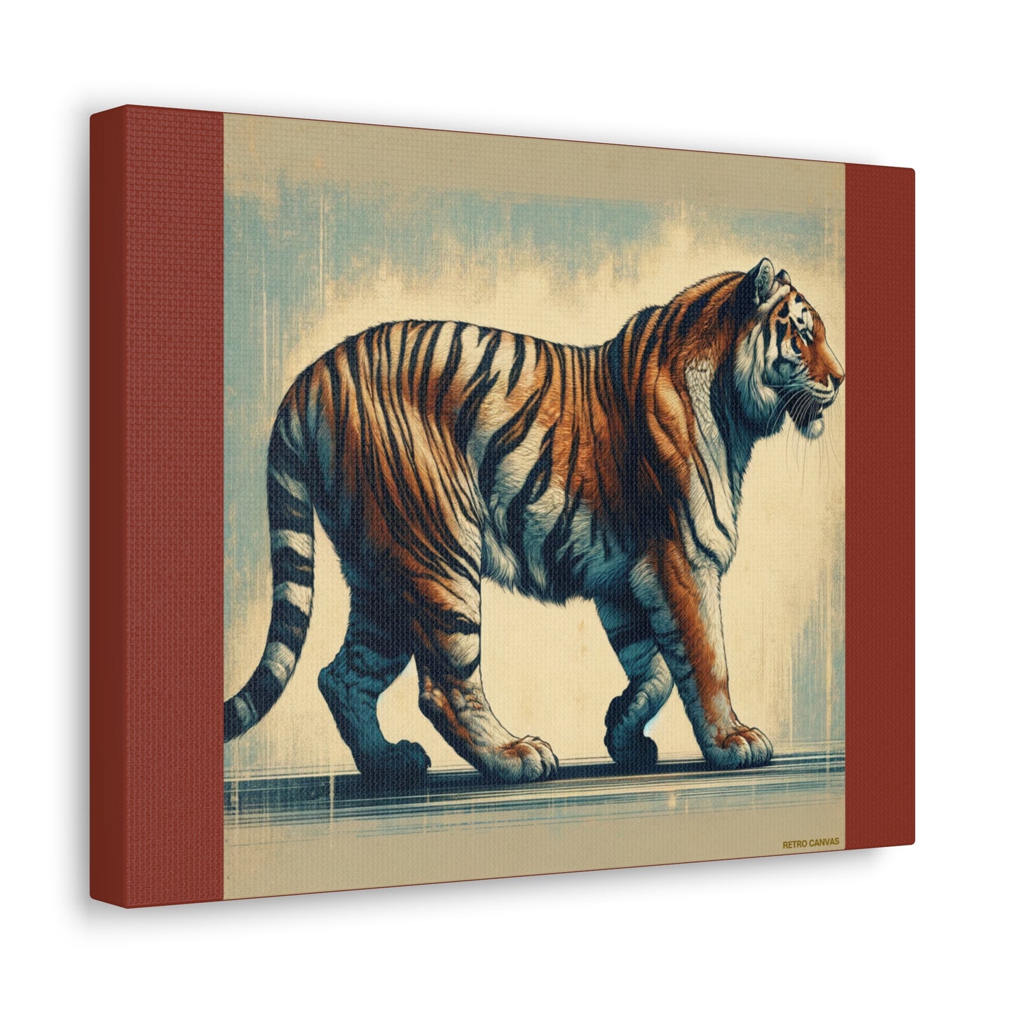 Tiger Safari Animal Wall Art - Burnt Umber Canvas