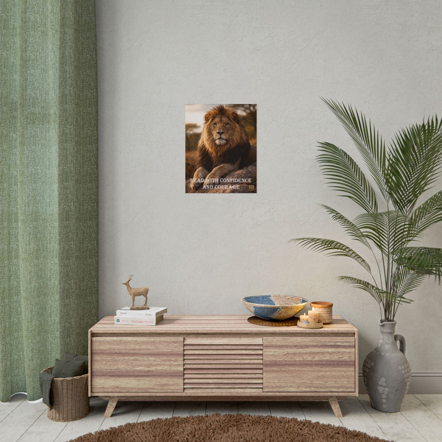 Lion 'Lead With Confidence and Courage' Motivational Poster Wall Art