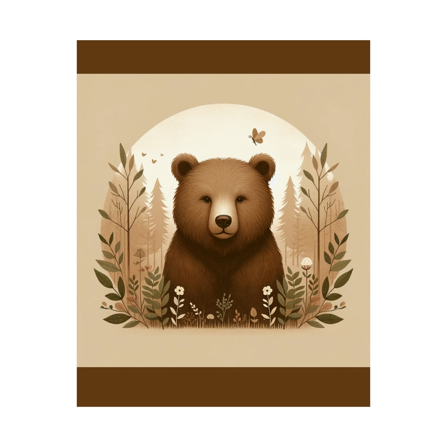 Brown Bear Poster Wall Art for Kids Room Gift Idea |Brown Matte Poster