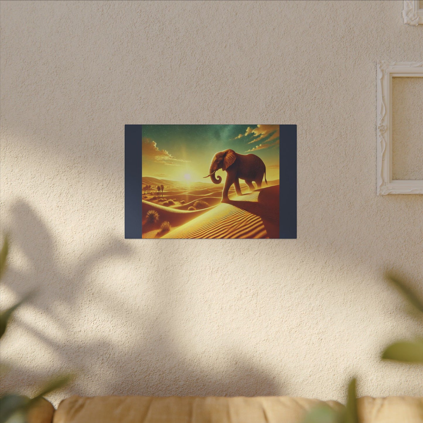 Elephant Starry Night -Vintage Blue Canvas