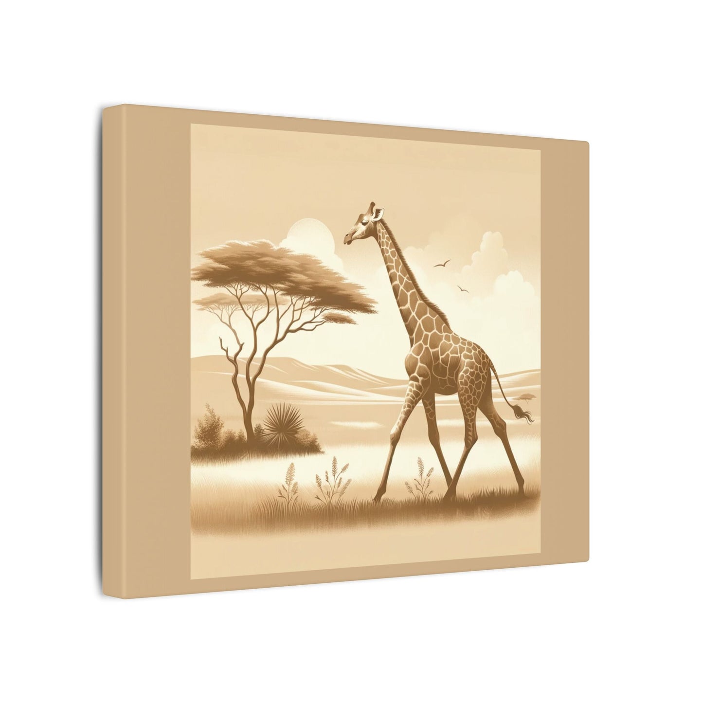 Girafe vintage - Toile de jute beige