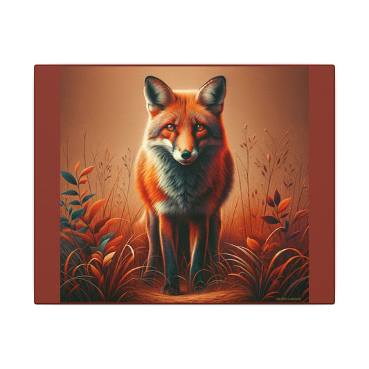 Fox Vibrant Animal Wall Art - Burnt Umber Canvas