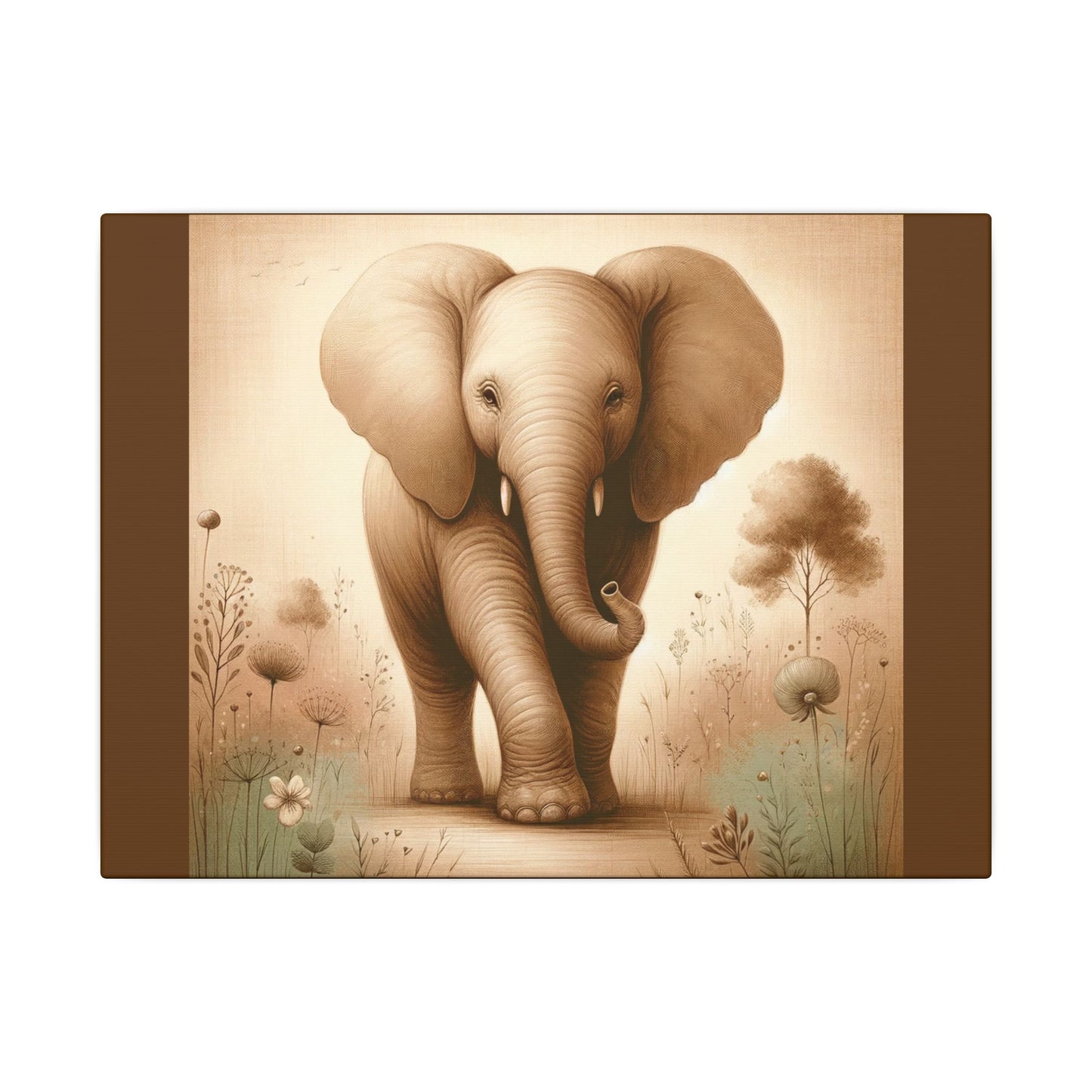 Éléphant majestueux vintage - Enveloppe en toile marron