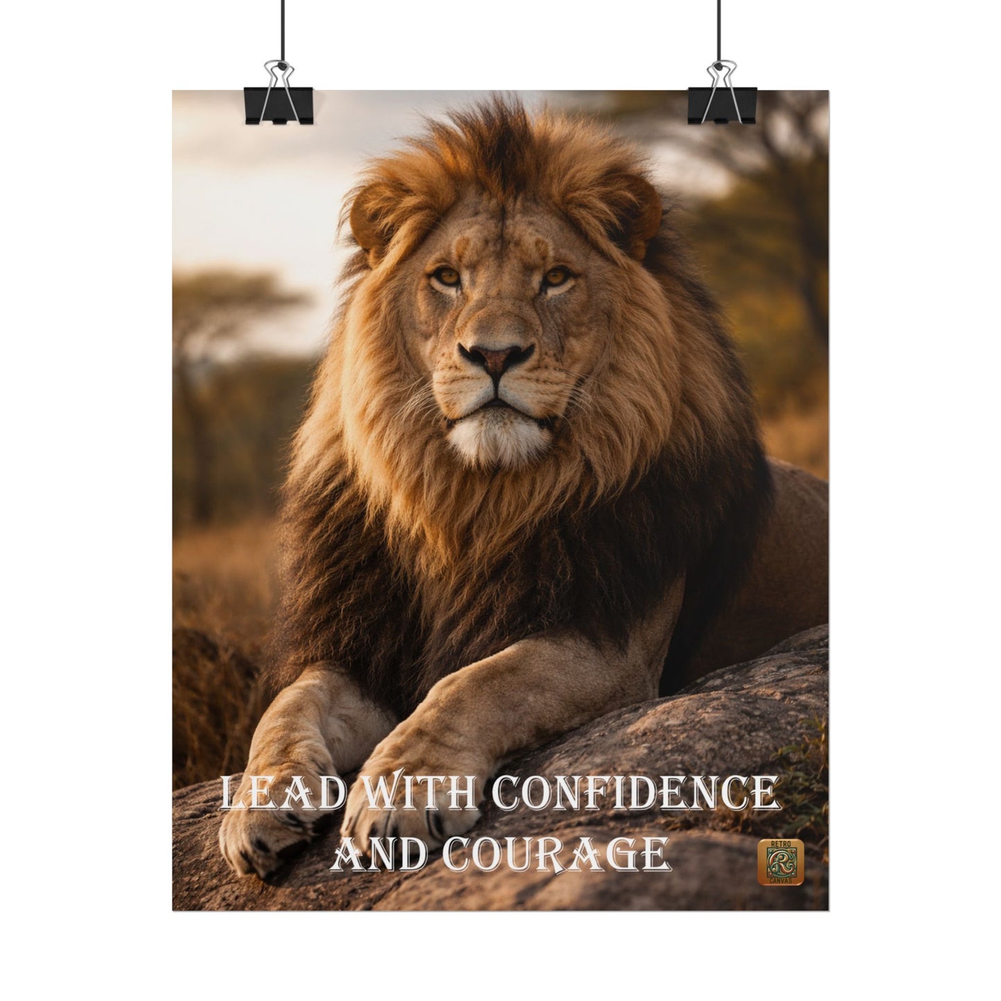 Lion 'Lead With Confidence and Courage' Motivational Poster Wall Art