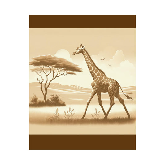 Girafe | Affiche verticale marron mat