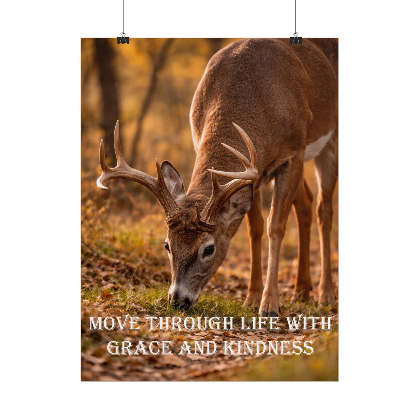 Deer Inspirational Poster — "Move Through Life With Grace and Kindness" Wall Art