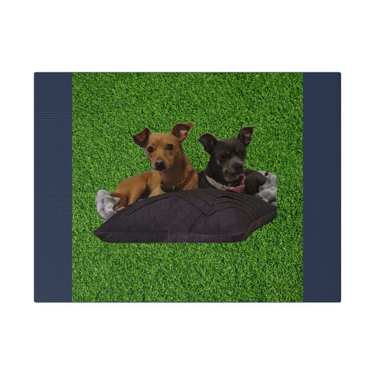 Custom Order - Nelson Dogs -  Vintage Blue Stretched Canvas