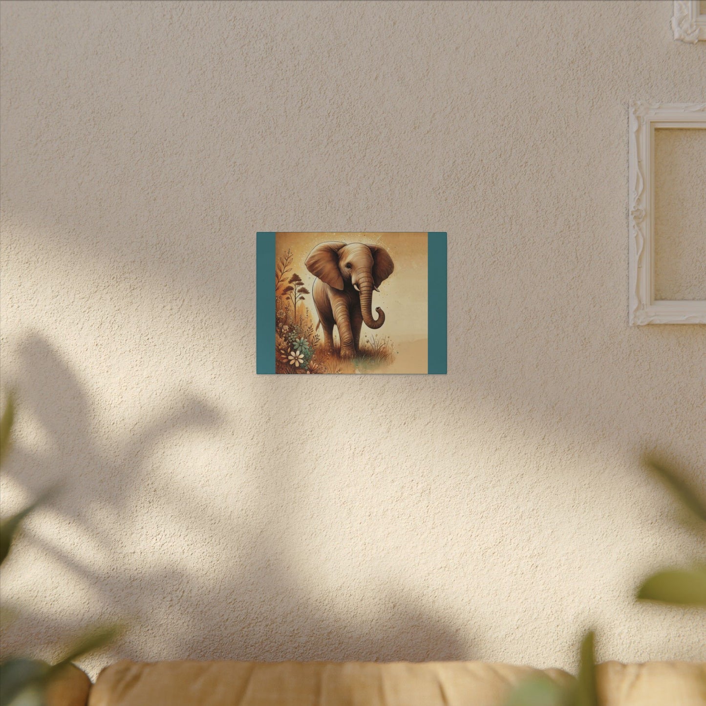 Elephant - Vintage Green Canvas