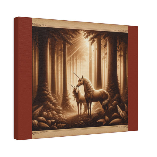 Unicorn Forest - Umber Matte Stretched Canvas