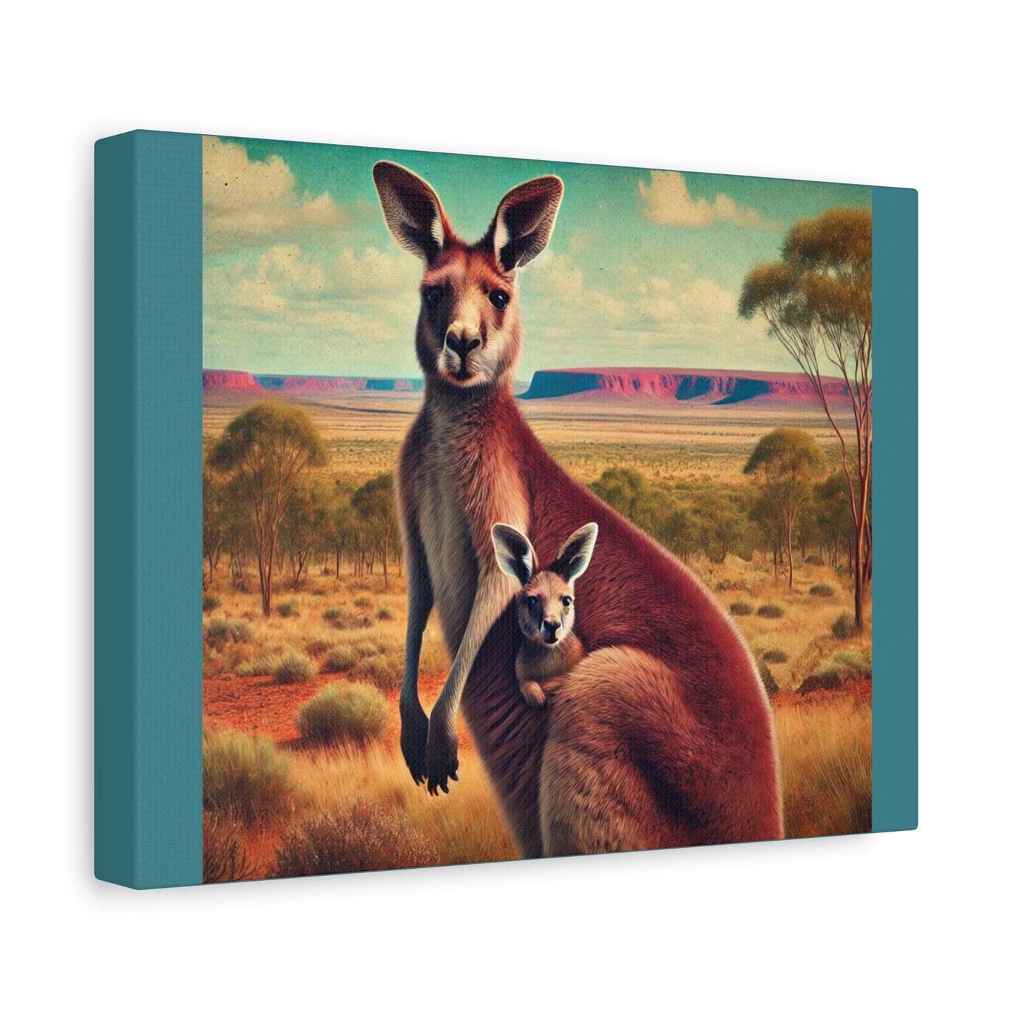 Kangaroo Family Canvas Print: Australian Outback Wall Art