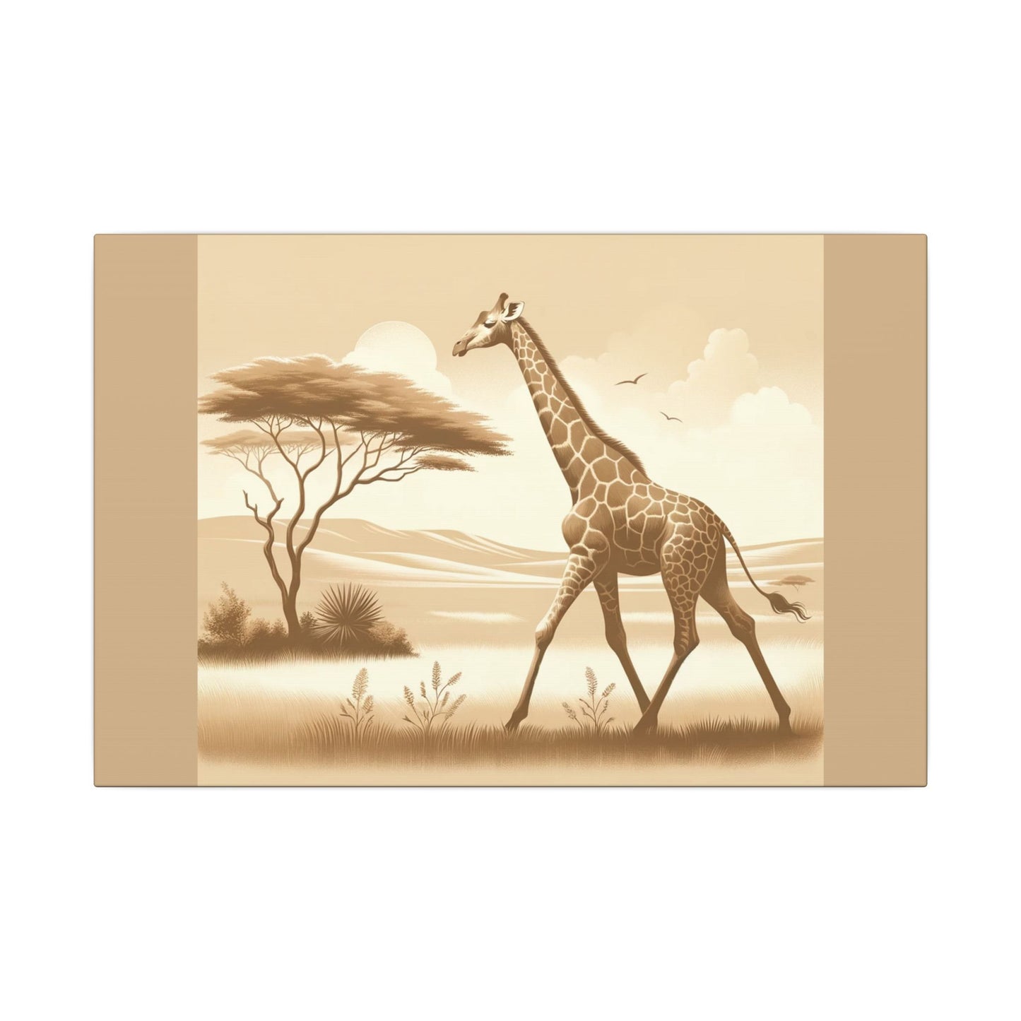 Girafe vintage - Toile de jute beige