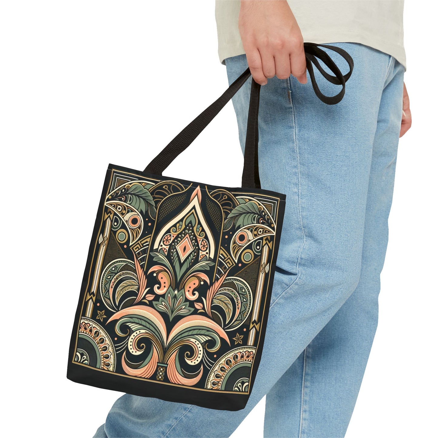 Art Deco Black Palm Surprise Tote Bag