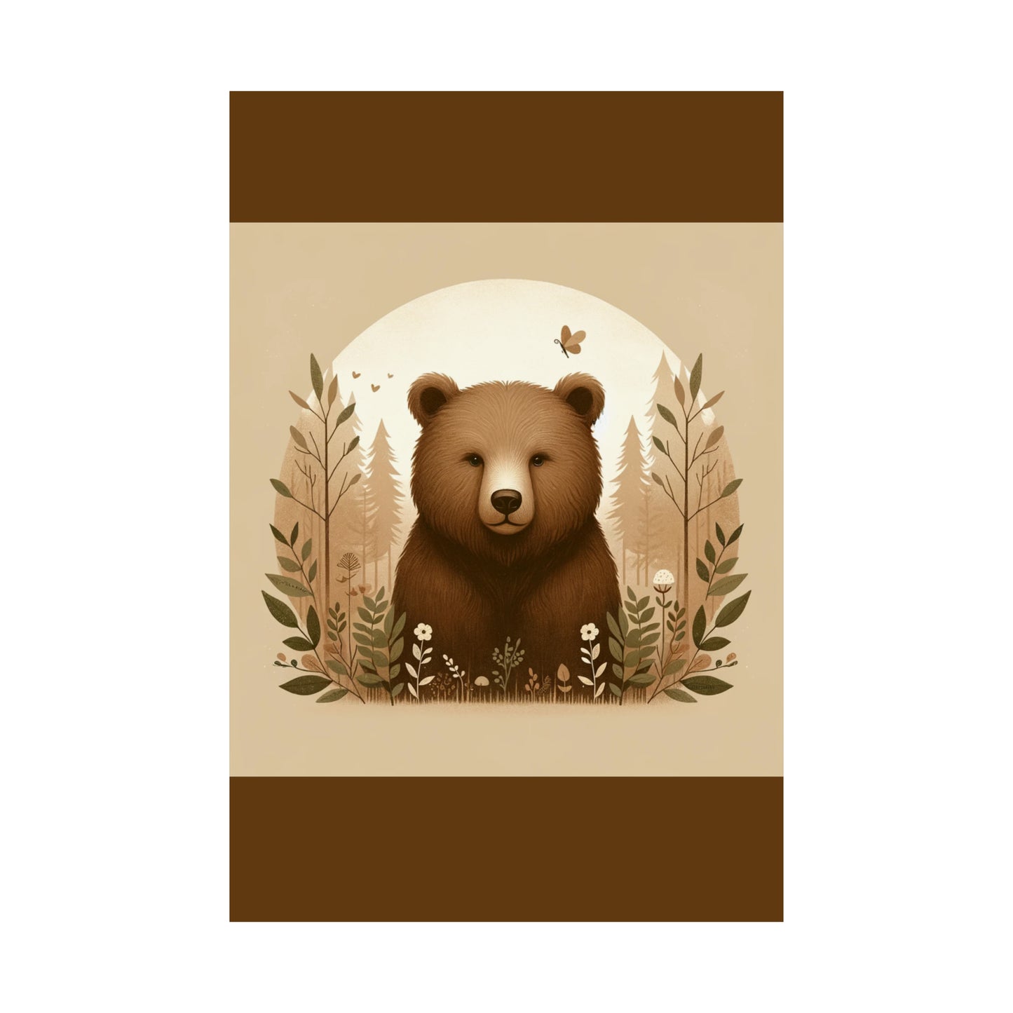 Brown Bear Poster Wall Art for Kids Room Gift Idea |Brown Matte Poster