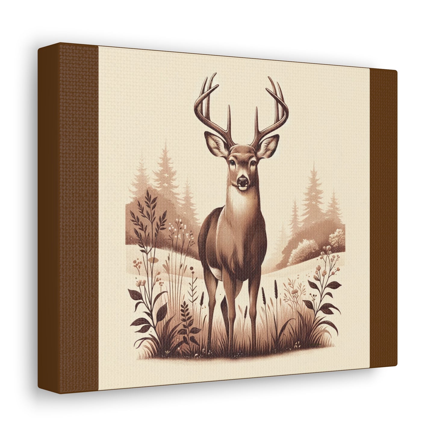 Vintage Deer -Brown Canvas Wrap