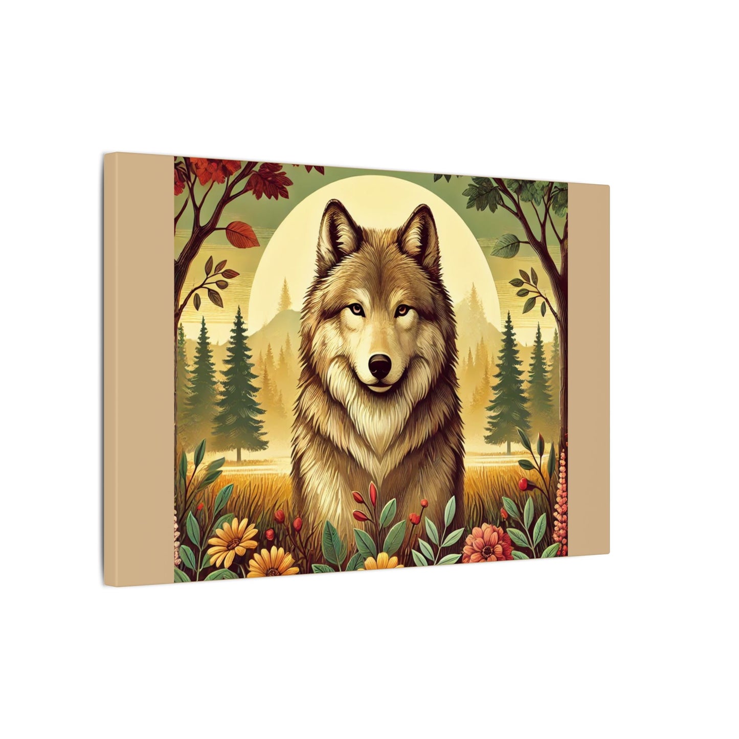 Wolf in the forest - Tan Canvas