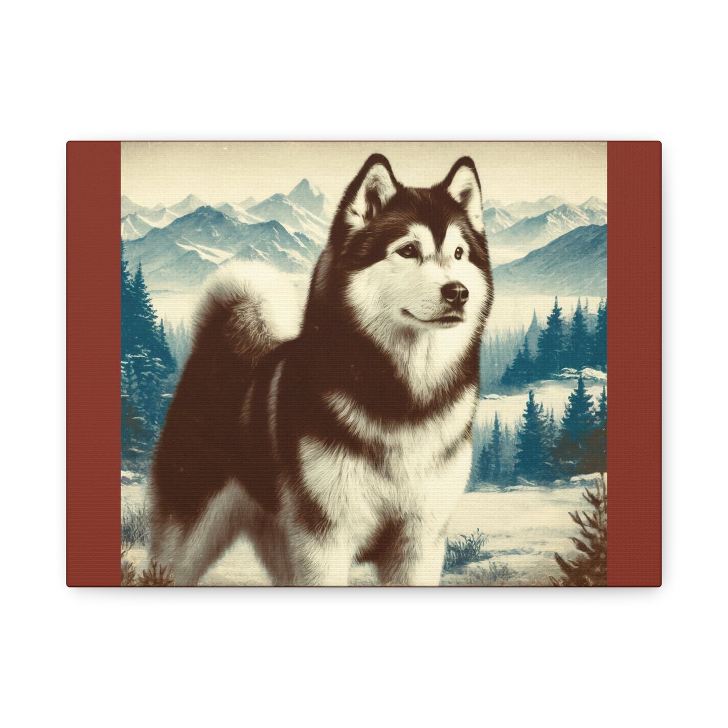 Alaskan Husky Animal Wall Art - Burnt Umber Canvas