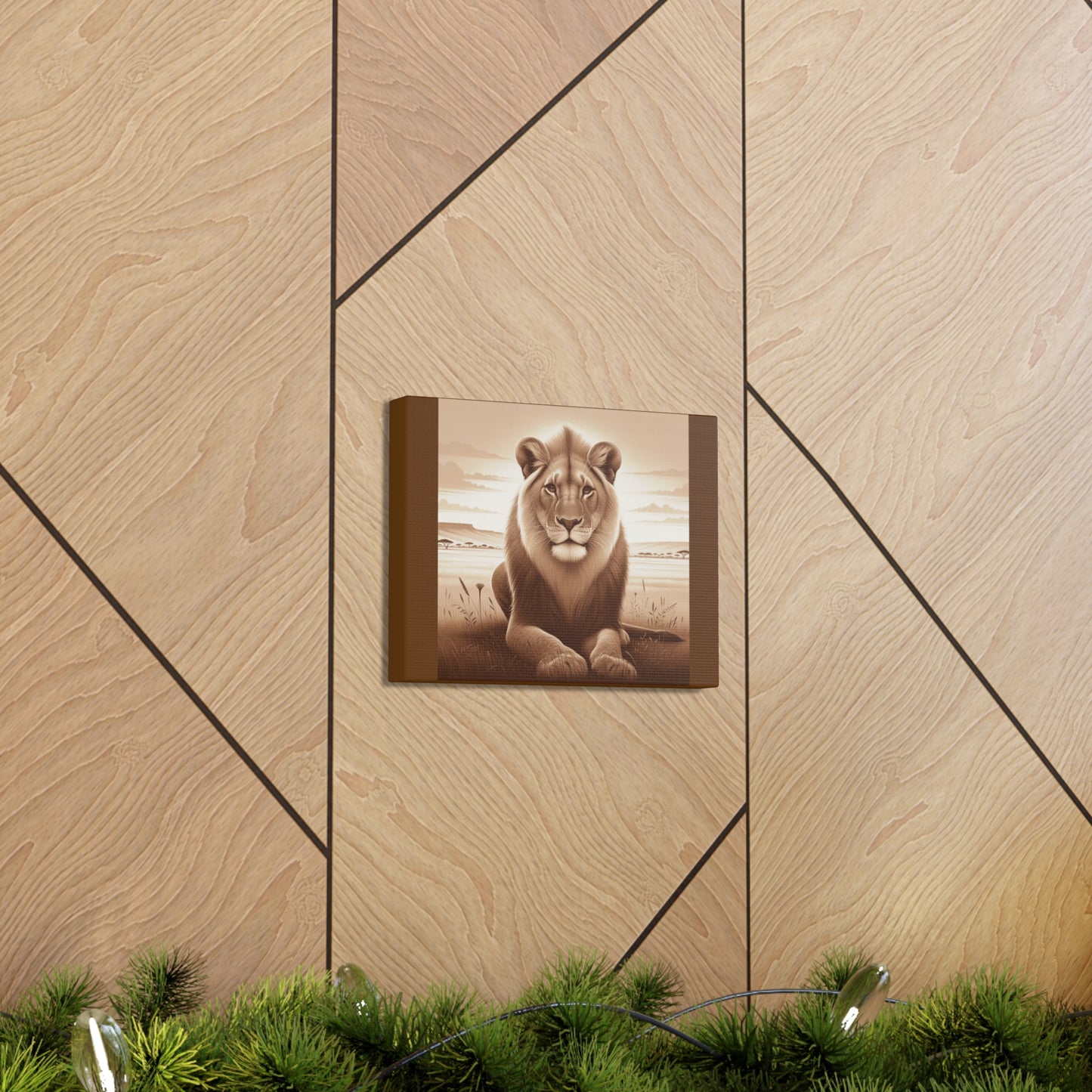 Vintage Majestic Lion - Brown Canvas Wrap