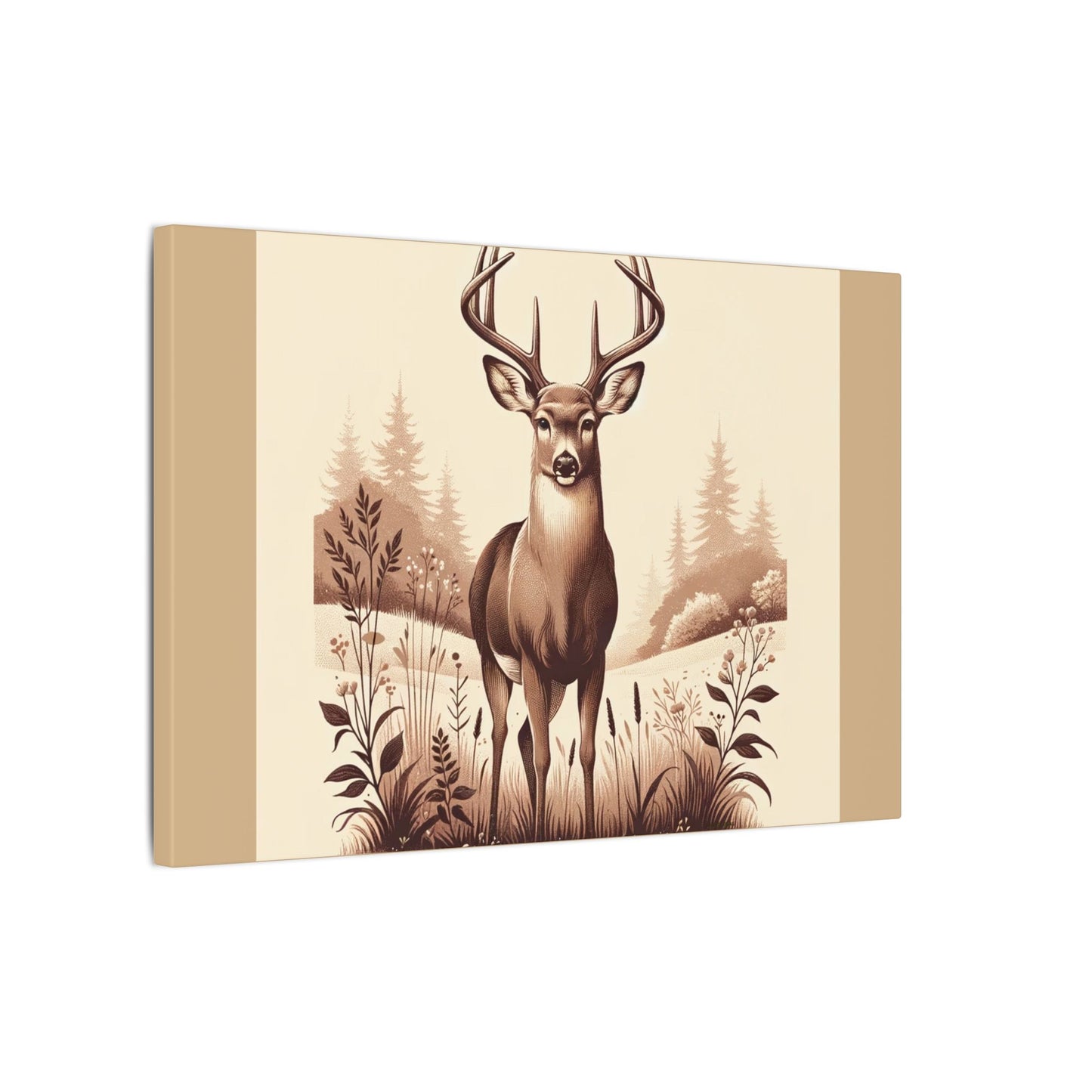 Cerf vintage - Toile enveloppante beige