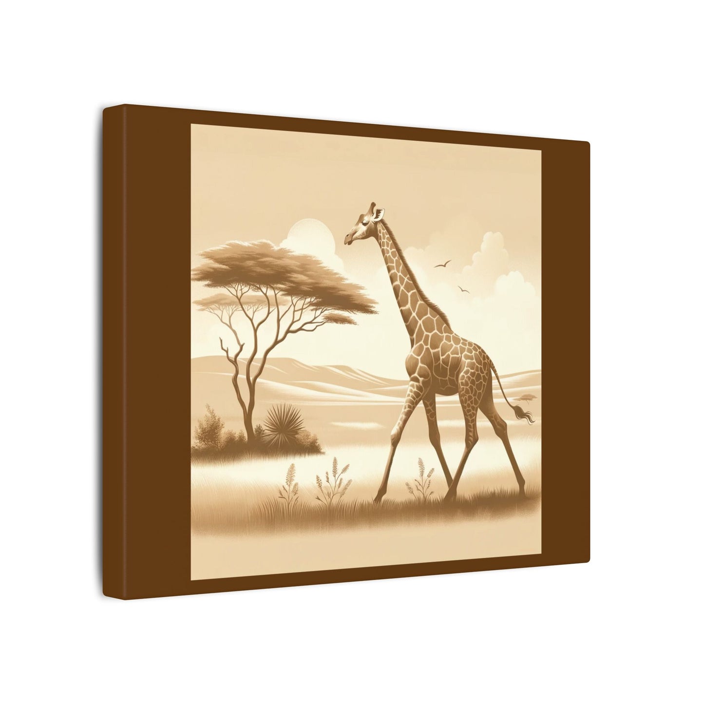 Girafe vintage - Toile marron