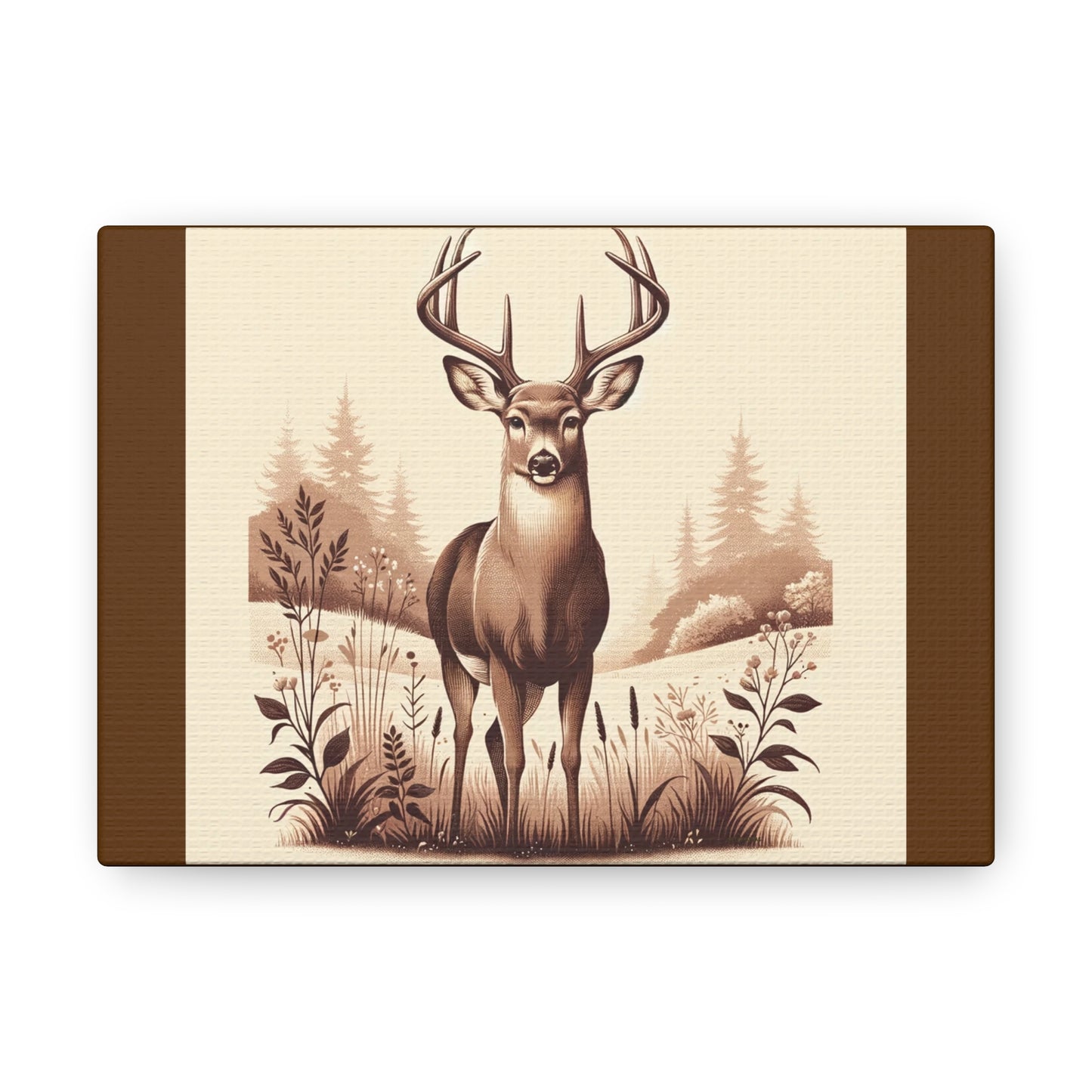 Vintage Deer -Brown Canvas Wrap