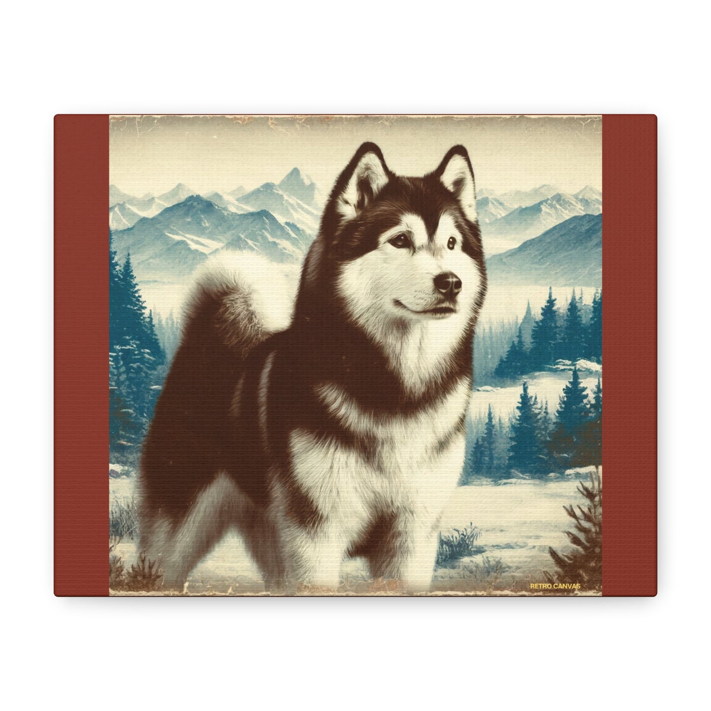 Alaskan Husky Animal Wall Art - Burnt Umber Canvas