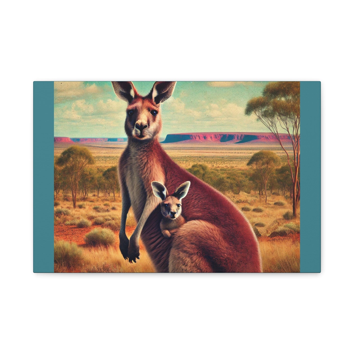 Kangaroo Family Canvas Print: Australian Outback Wall Art