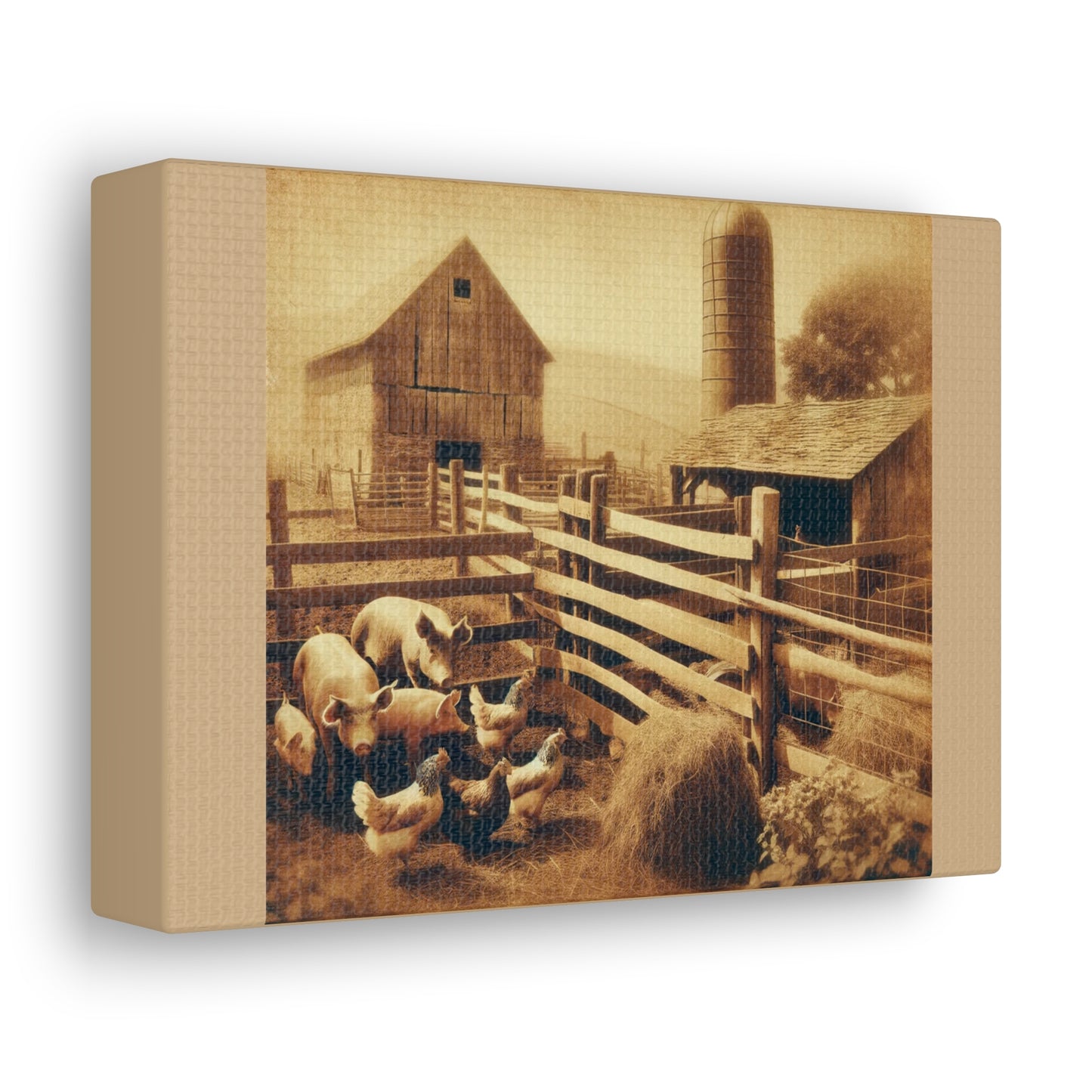 The Farm - Canvas Wrap Tan Border