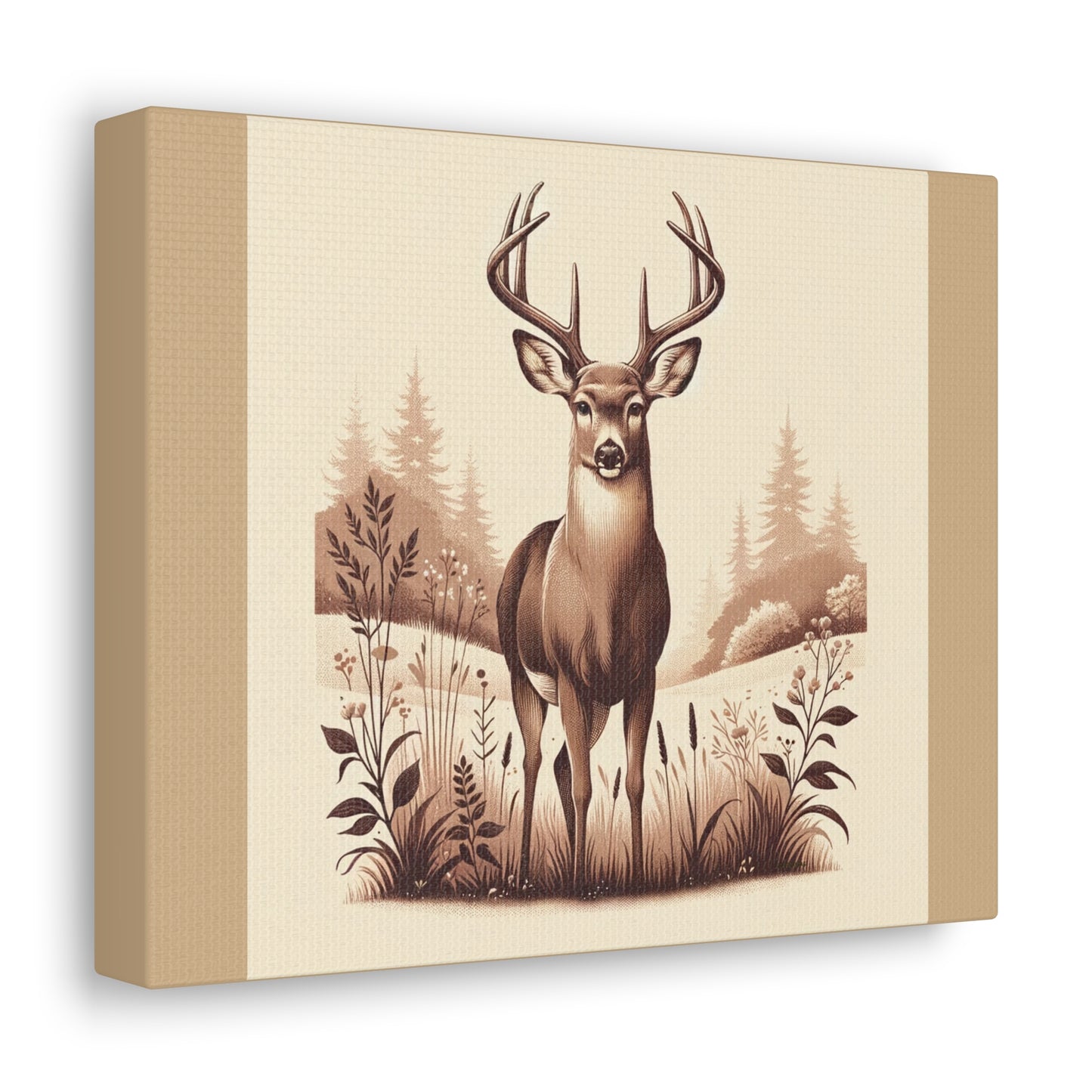 Vintage Deer -Tan Canvas Wrap