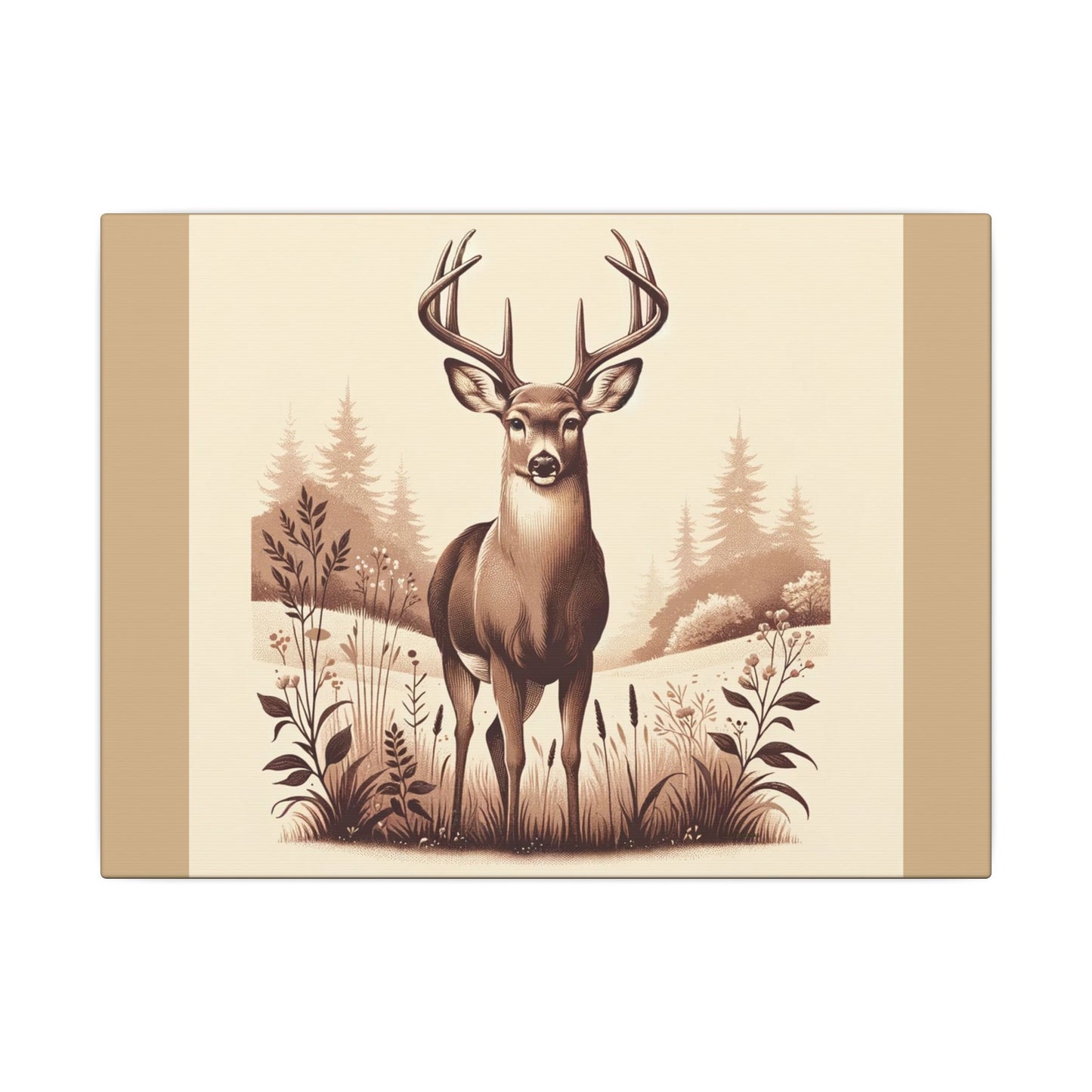 Cerf vintage - Toile enveloppante beige