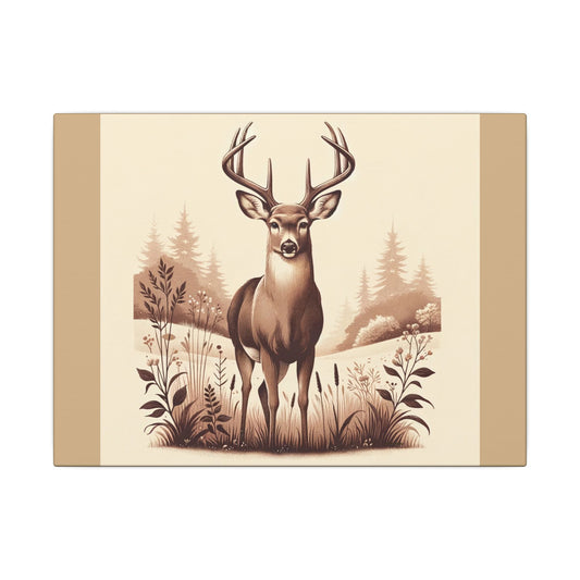 Cerf vintage - Toile enveloppante beige