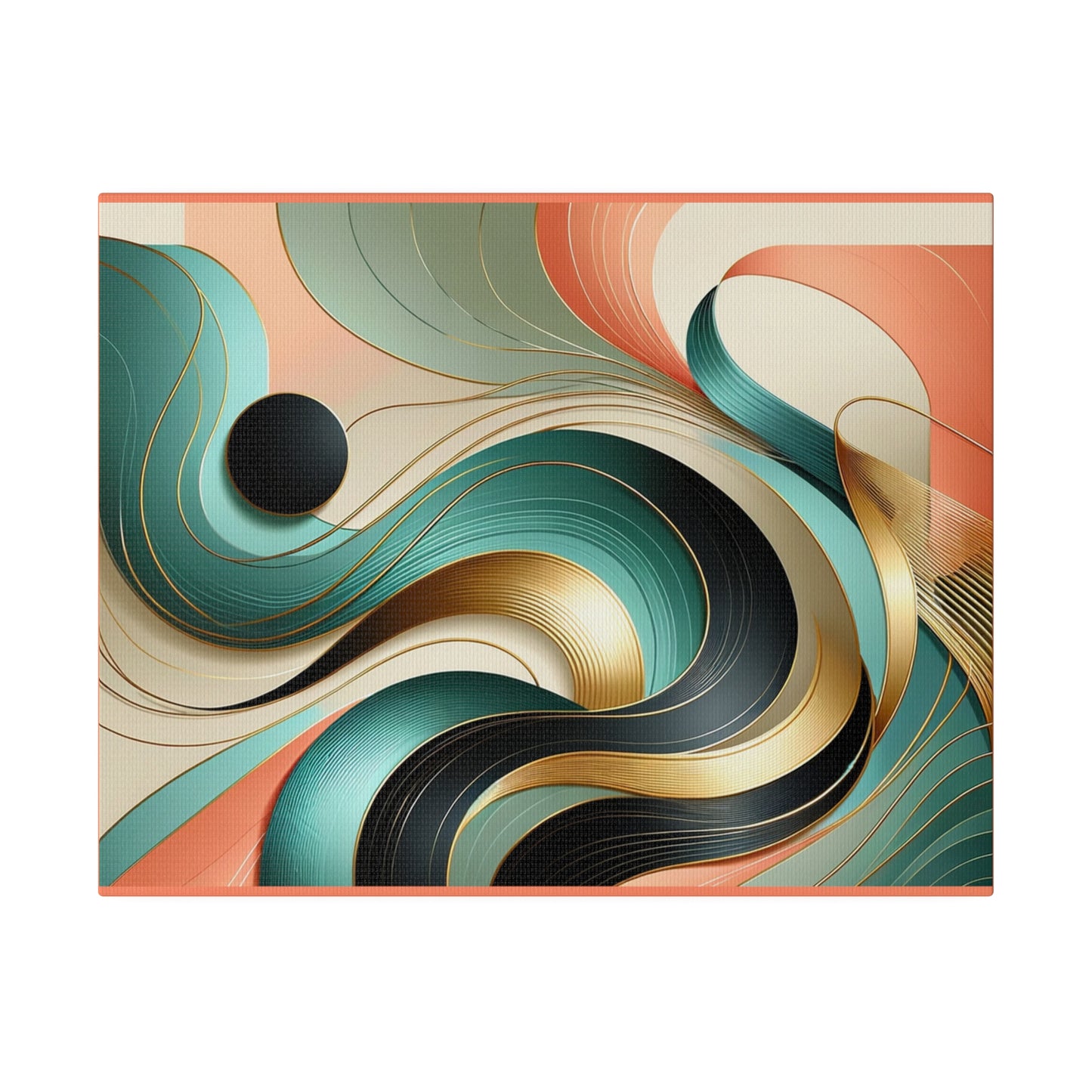 Swirl Green Gold Abstract Wall Art for Living Room Home Décor for Office Retro Themed Art on Canvas