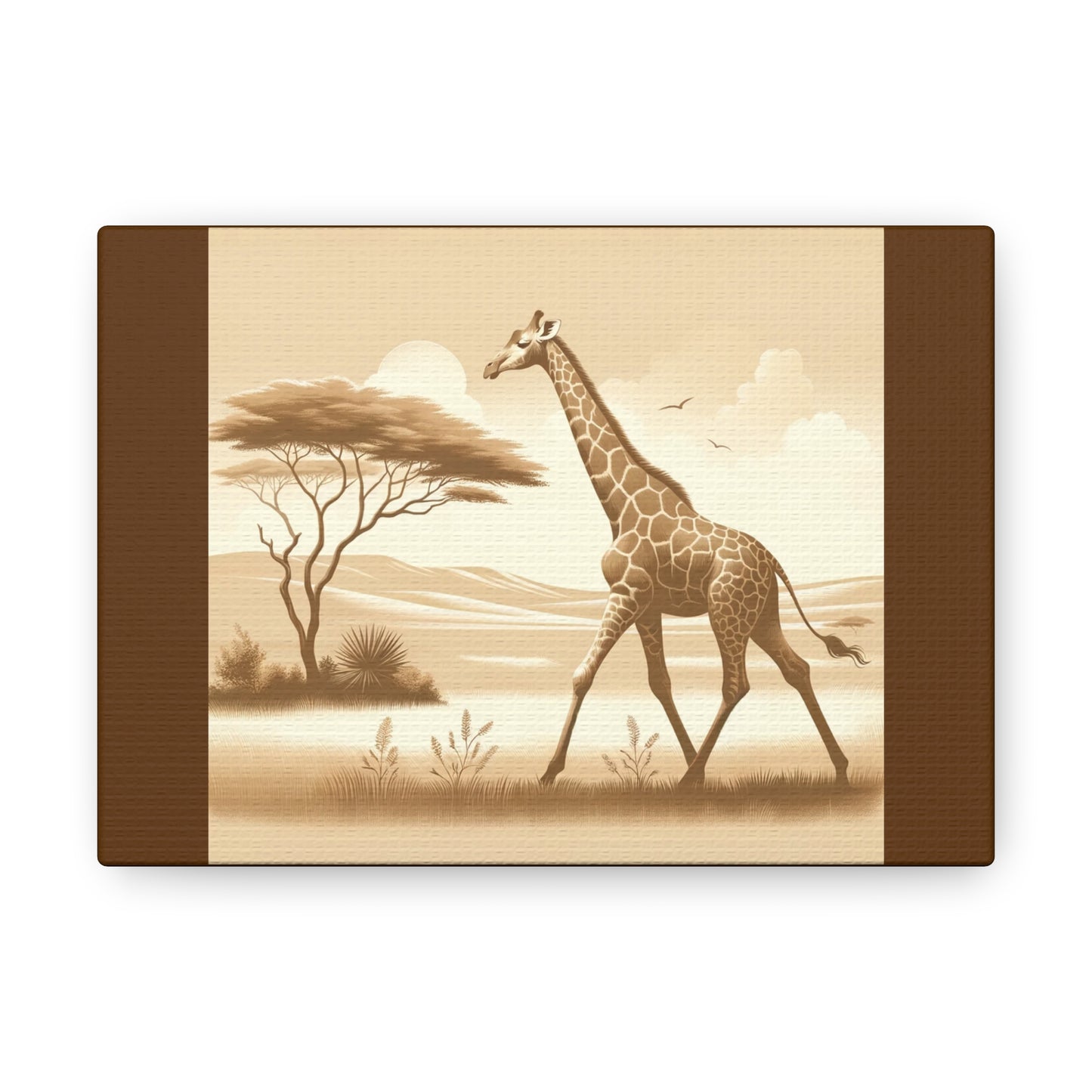 Vintage Giraffe - Brown Canvas Wrap