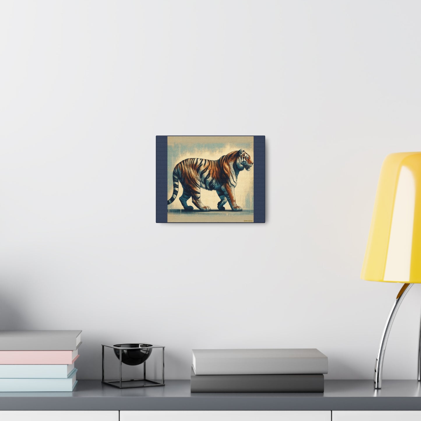 Tiger Safari Animal Wall Art - Blue Canvas